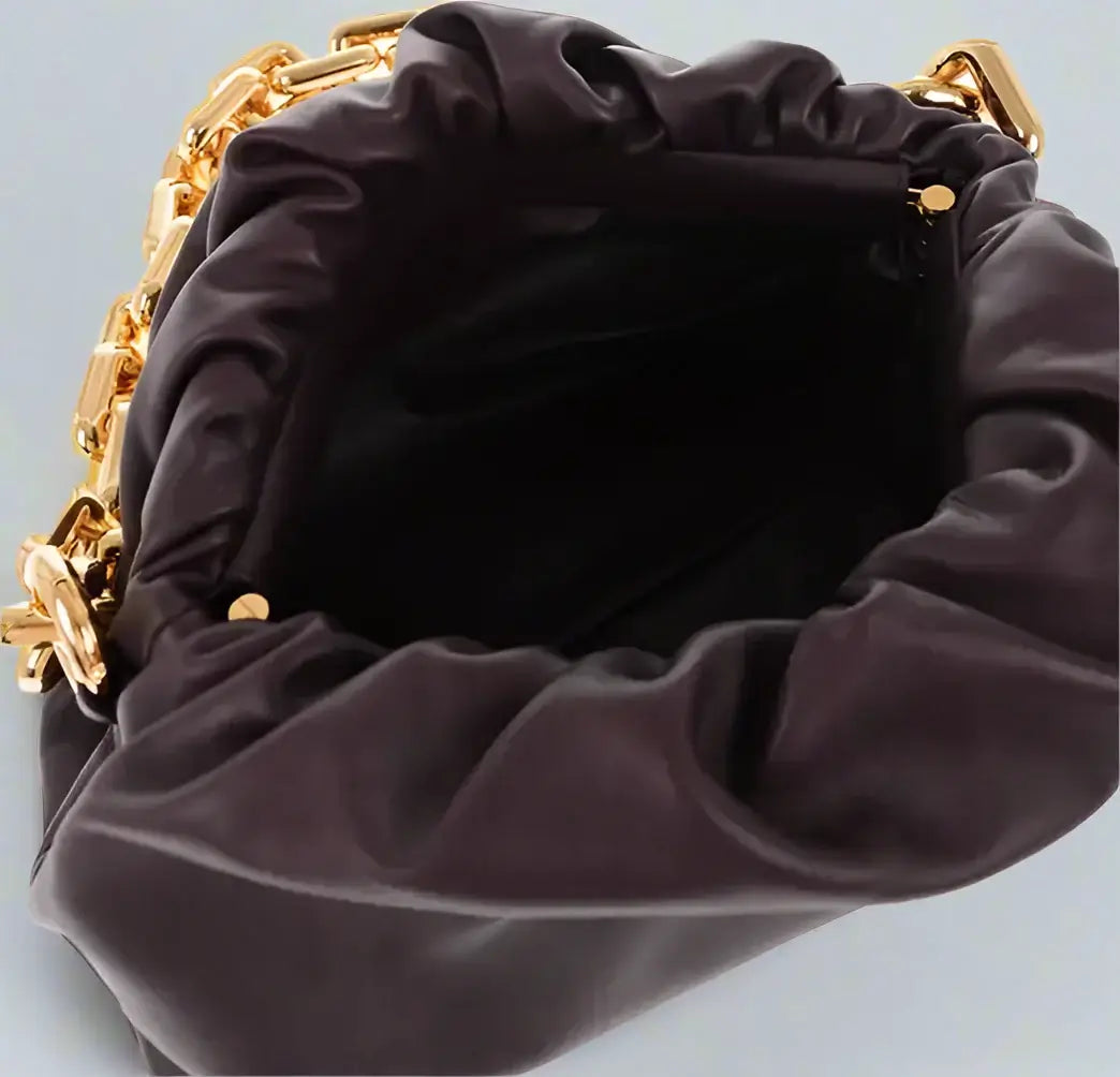 Bottega Veneta burgundy Leather THE CHAIN POUCH Bag with Magnetic Closure