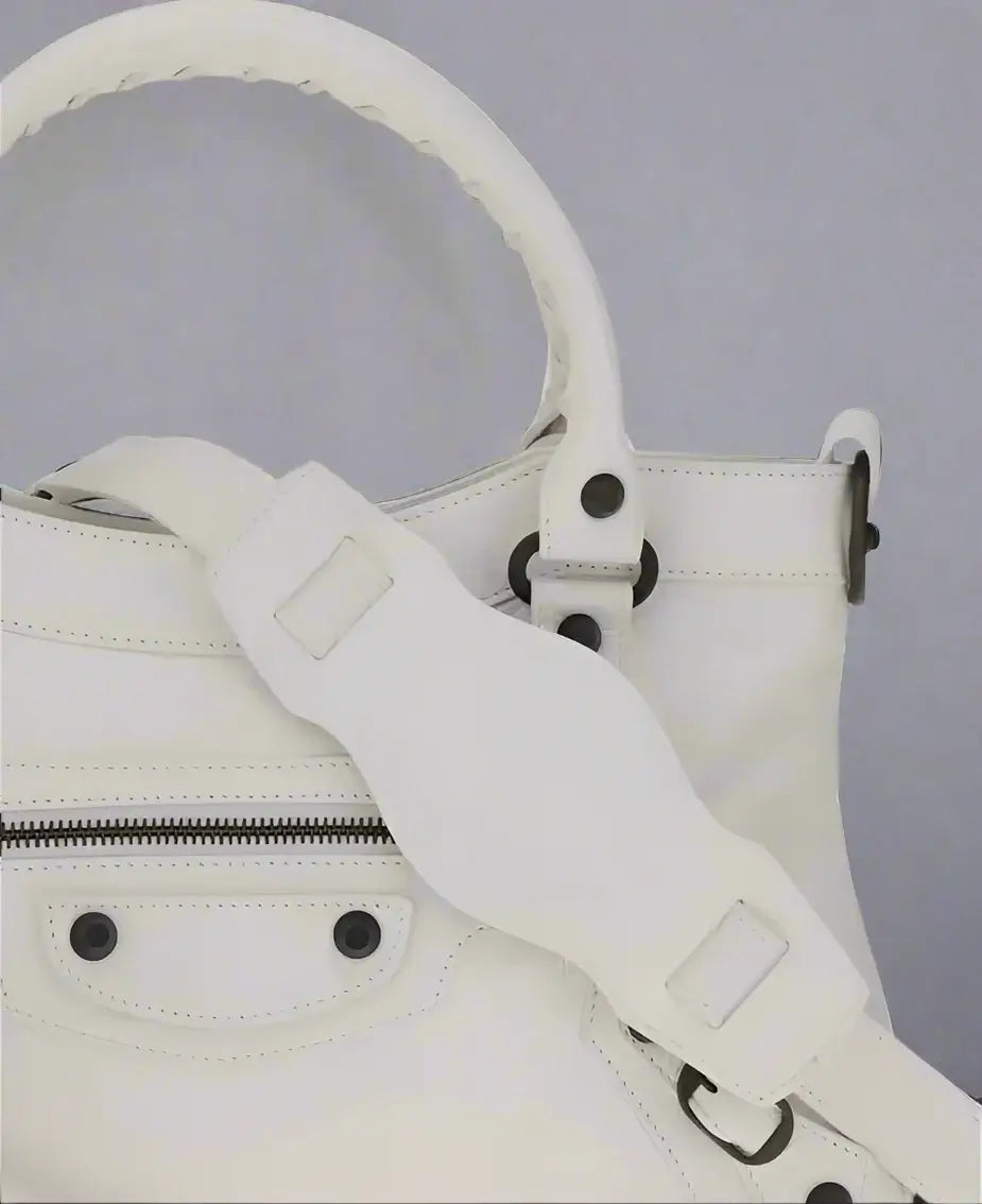 BALENCIAGA women's white leather Le City First Handbag