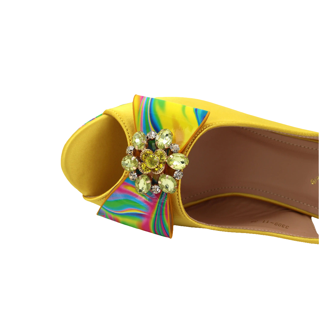 Edleess Fashion Bridal Highquality shoes and Bag Set in Yellow