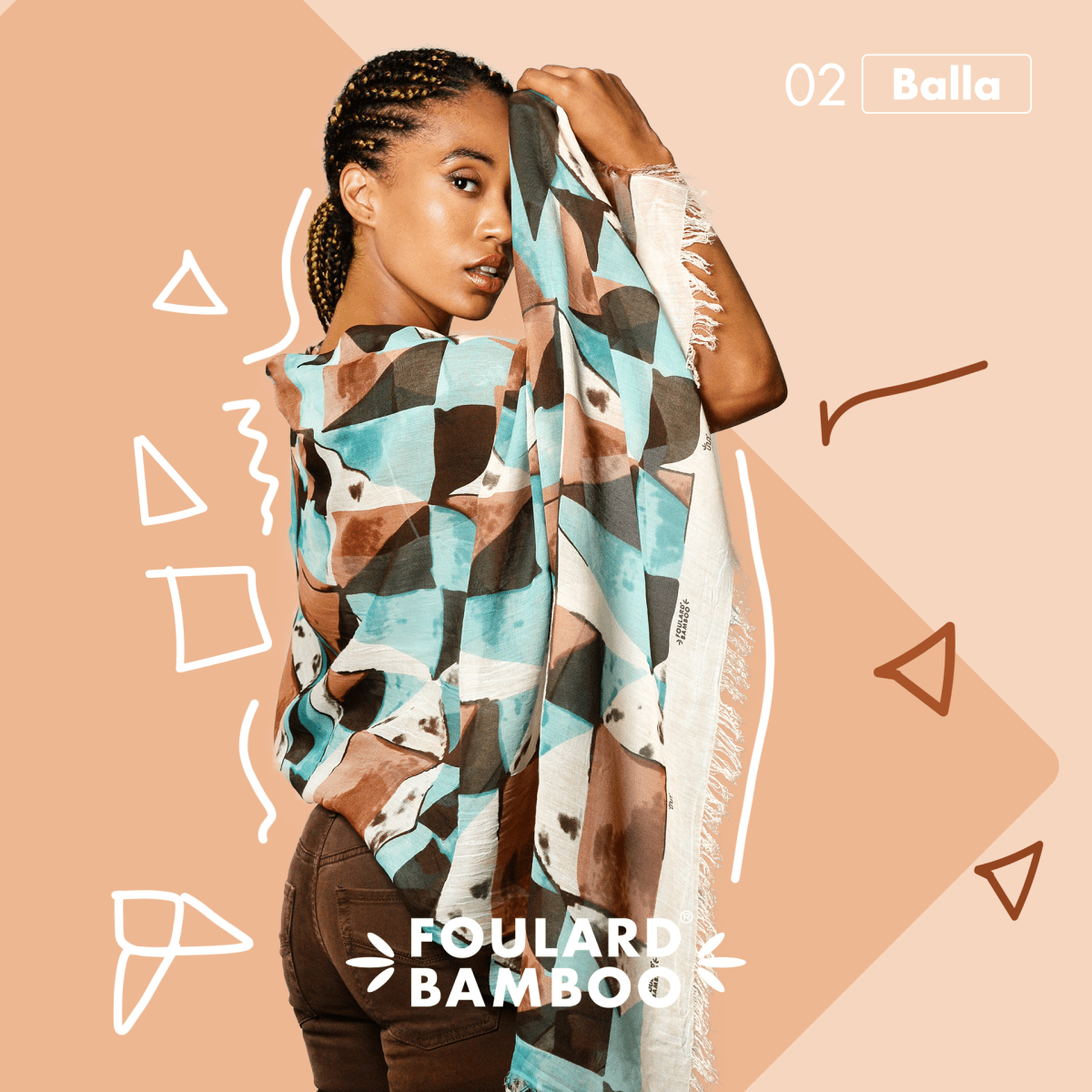 Balla White 02 Art Inspired Bamboo Fabric In White Handcrafted In Italy Bamboo Scarves by Mar Soreli – Don't Panic Shoes