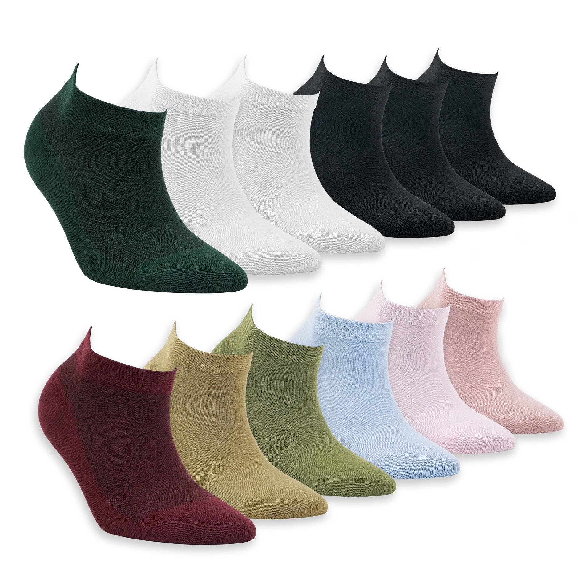 Bambooven Women’s Bamboo Ankle Socks 12-Pack - 554