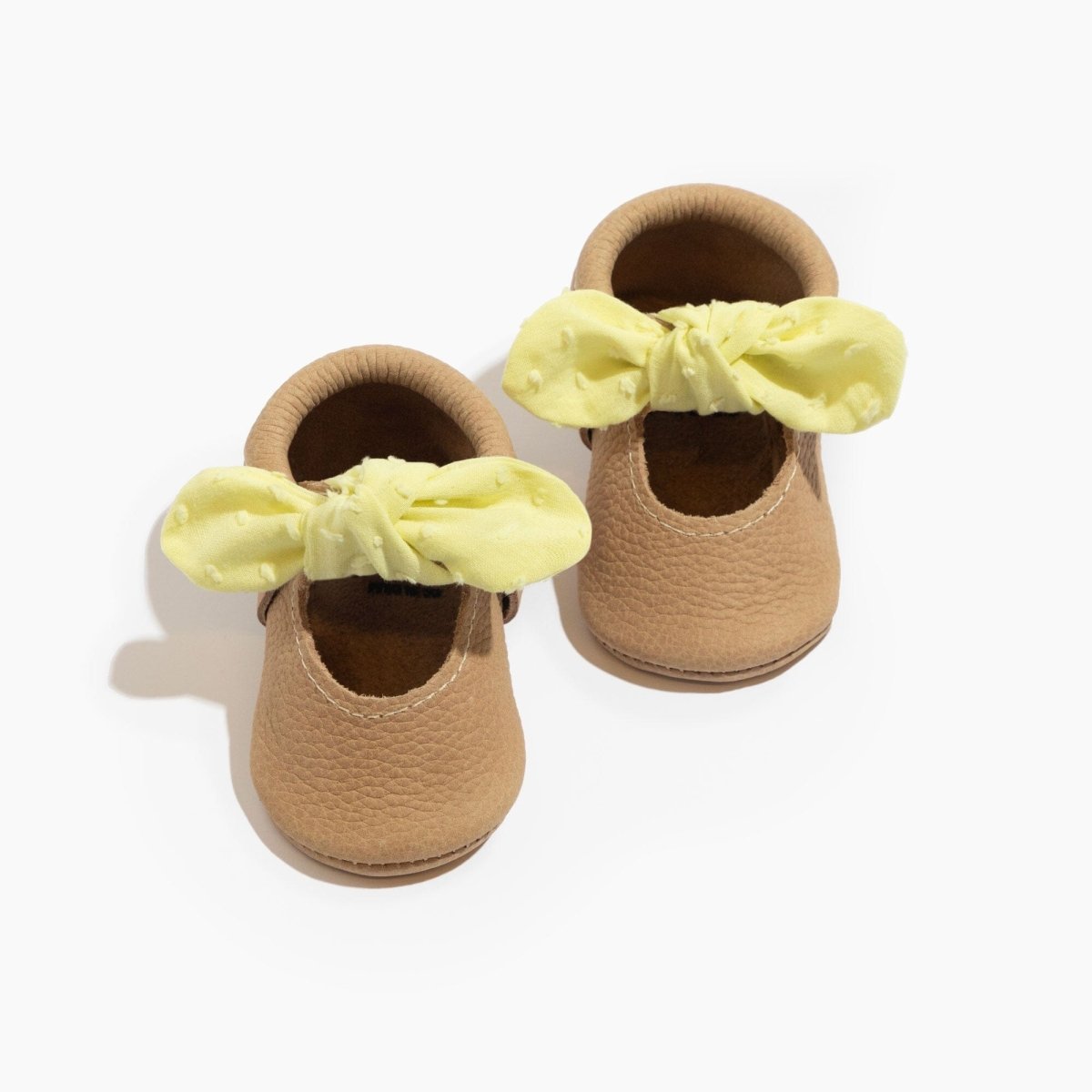 Banana Cream Knotted Bow Baby Shoe Knotted Bow Mocc by Freshly Picked – Don't Panic Shoes