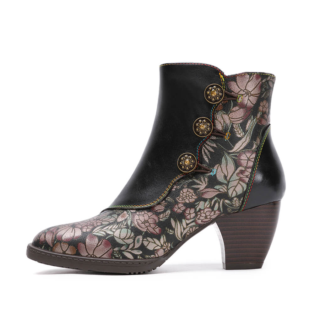 Baylor Retro Handmade Floral Ankle Boots ankle boots by Colorstepshoes – Don't Panic Shoes