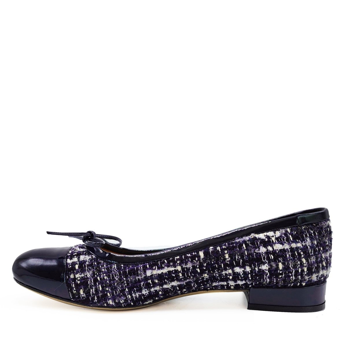 Beatrice Women’S Linen And Patent Leather Navy Ballerina Flats by Beautiisoles – Don't Panic Shoes