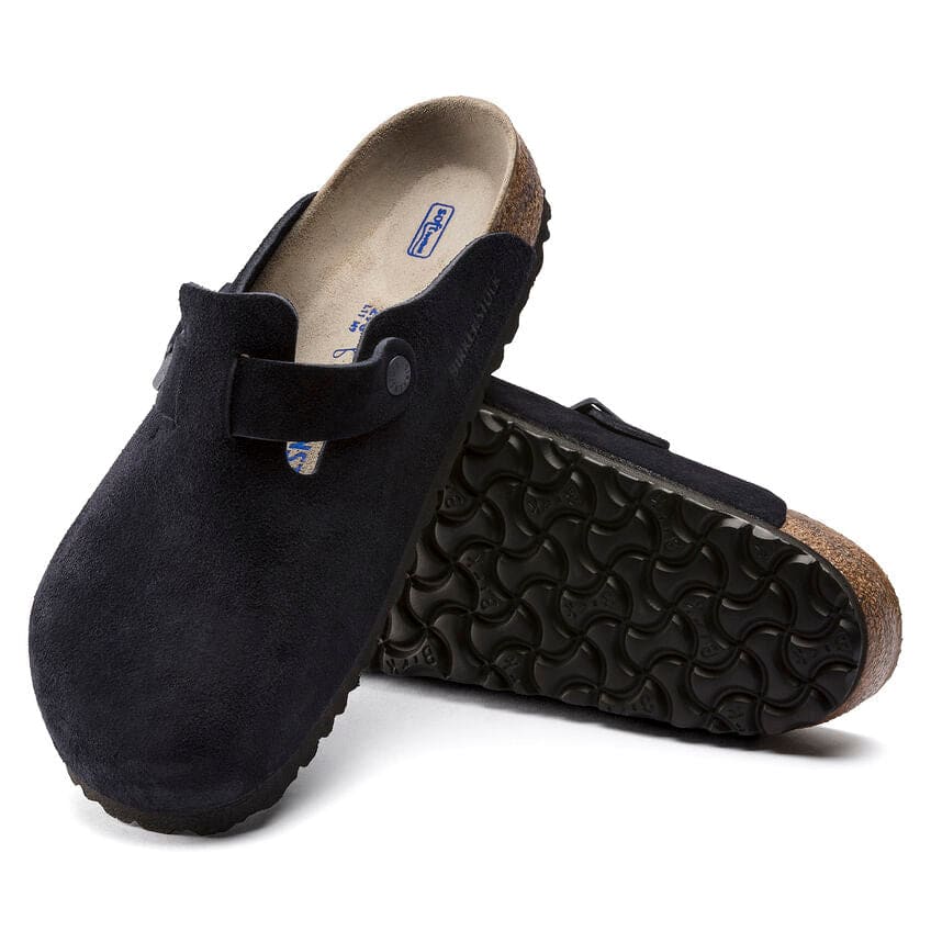Birkenstock Boston Soft Footbed Sandals Midnight Blue Suede