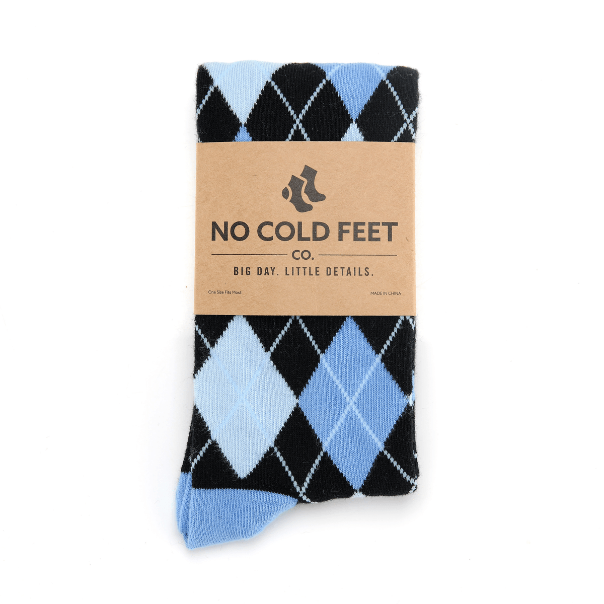 Black And Blue Argyle Crew Socks For Groomsmen And Everyday Dress Socks Classic Pattern Versatile Socks by No Cold Feet – Don't Panic Shoes