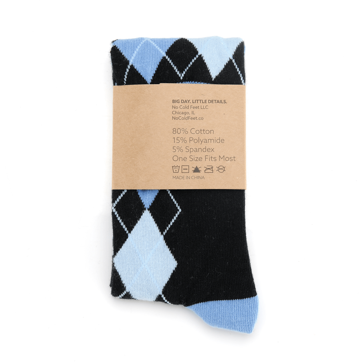 Black And Blue Argyle Crew Socks For Groomsmen And Everyday Dress Socks Classic Pattern Versatile Socks by No Cold Feet – Don't Panic Shoes
