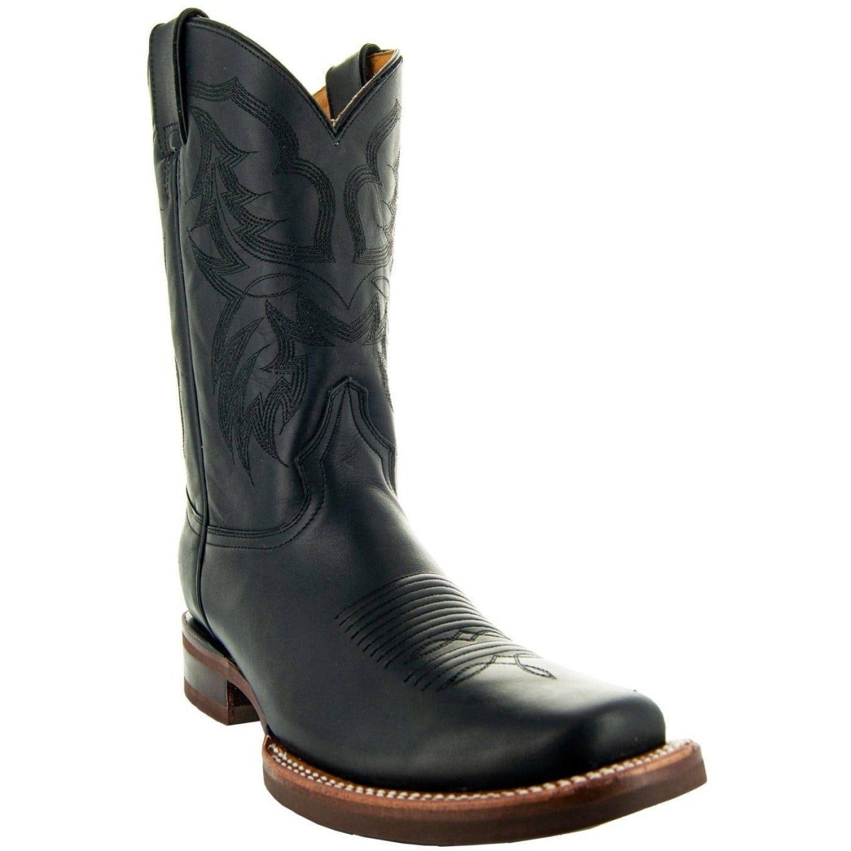 Black Square Toe Leather Cowboy Boots H4002 Cowboy Boots by Soto Boots – Don't Panic Shoes