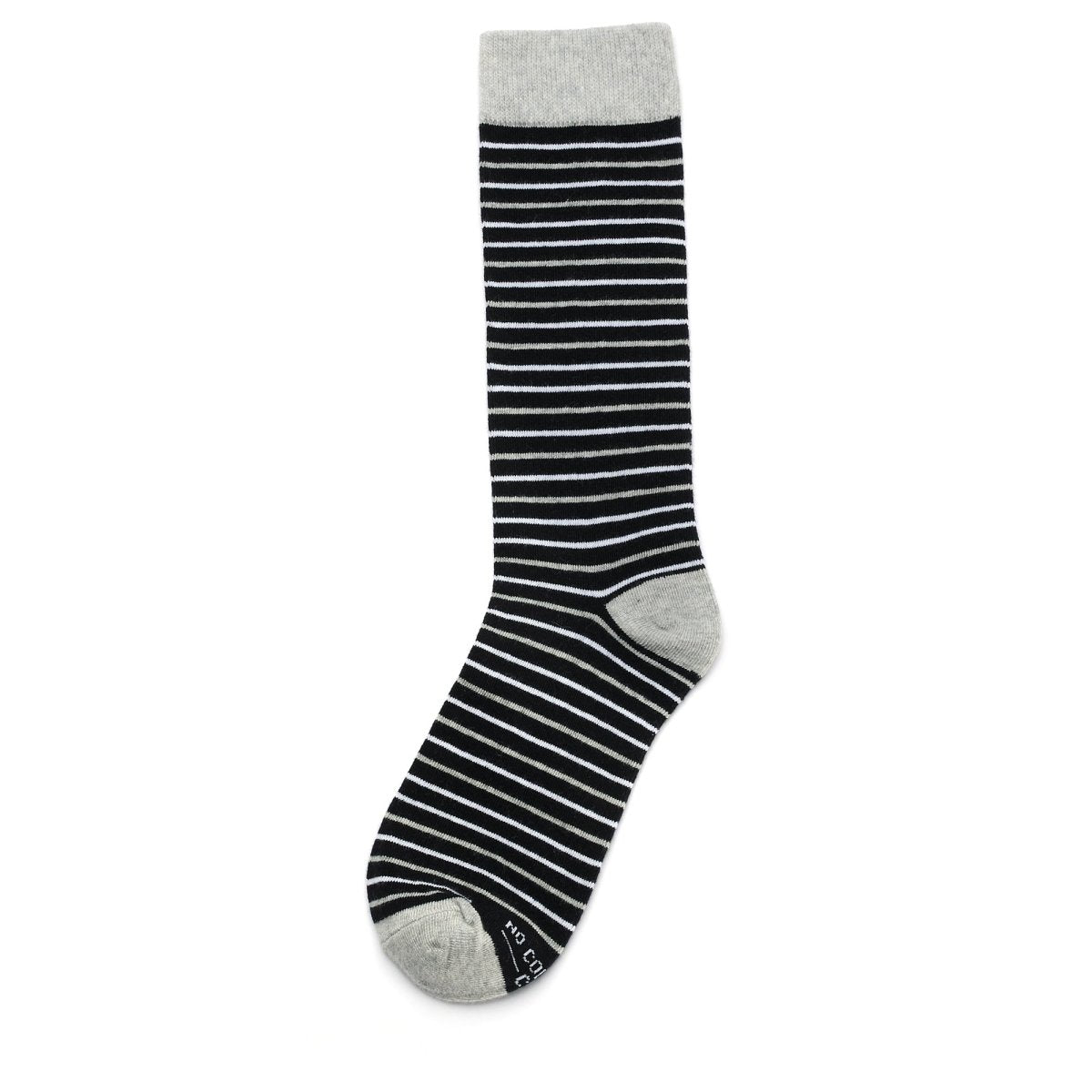 Black White And Grey Striped Socks Crew Length Comfortable Everyday Casual Dress Athletic Wear Socks by No Cold Feet – Don't Panic Shoes