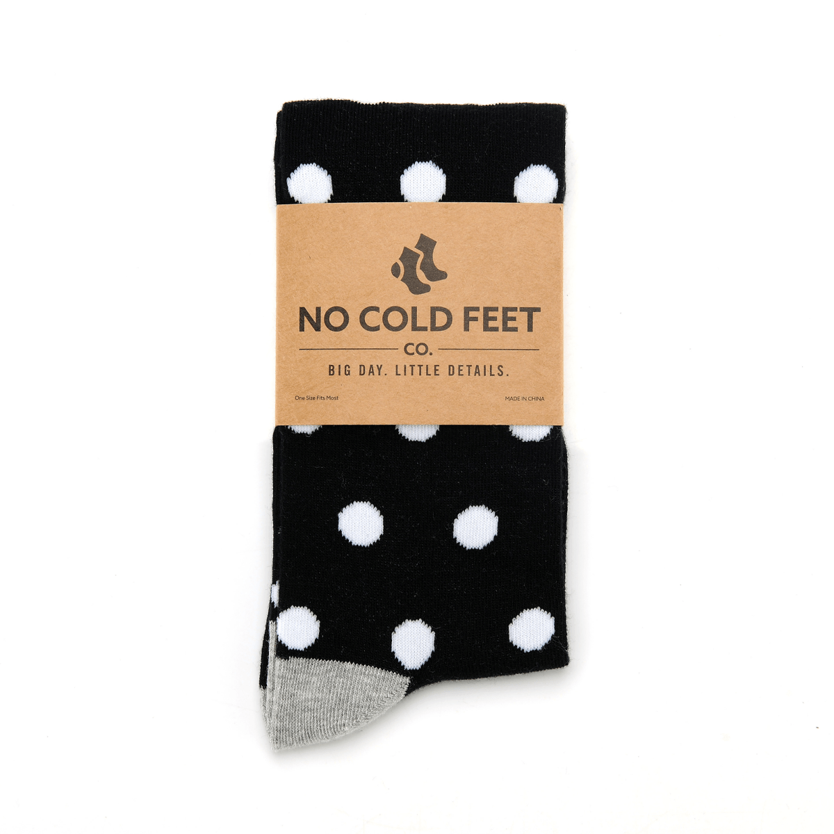 Black With White Polka Dot Socks Crew Novelty Fun Pattern Comfortable Everyday Casual Hosiery Socks by No Cold Feet – Don't Panic Shoes