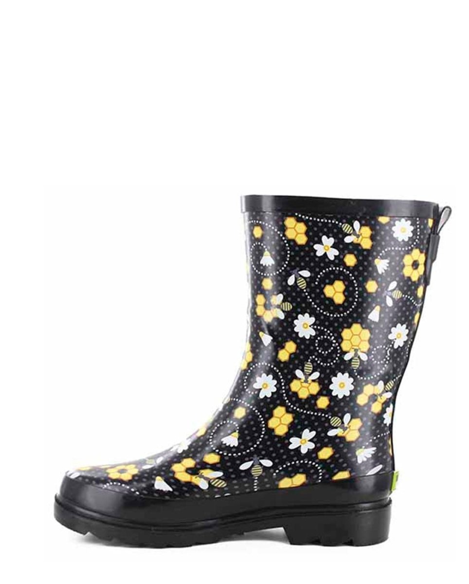 Bloom BeeS Mid Rain Boot Women’s Black Rubber With Buckle Rain Boots by Western Chief Women's – Don't Panic Shoes