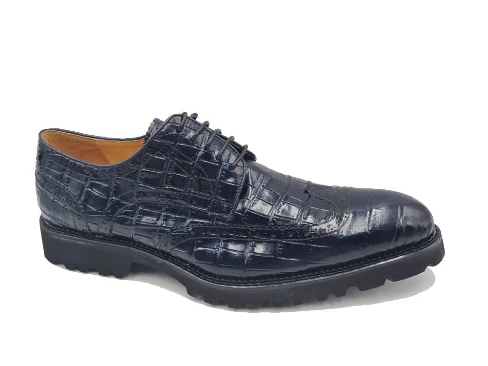 Blucher Alligator Embossed Oxford Calfskin Leather Ks482 - 11e Shoes by Carrucci Shoes – Don't Panic Shoes