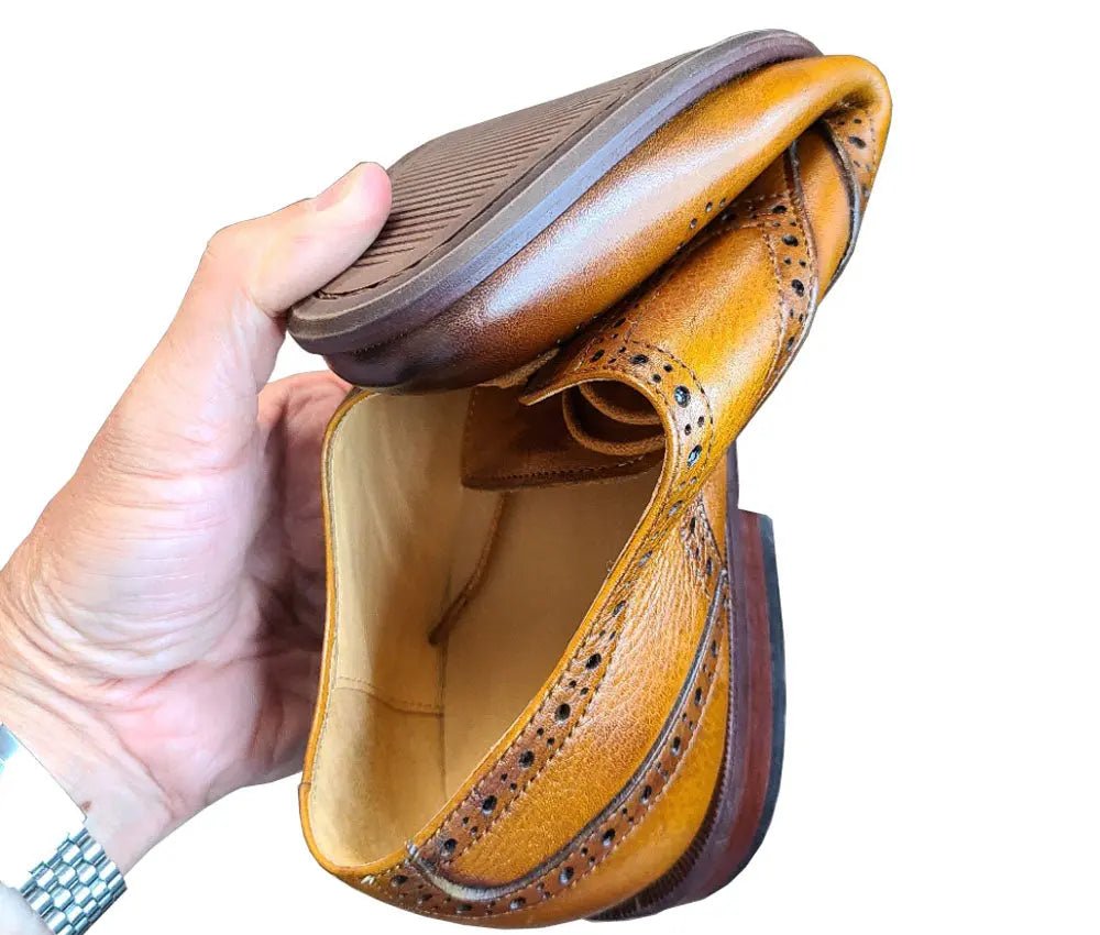 Blucher Style Oxford Tumbled Calf Leather Flex Sole Ks621 - 01 Shoes by Carrucci Shoes – Don't Panic Shoes