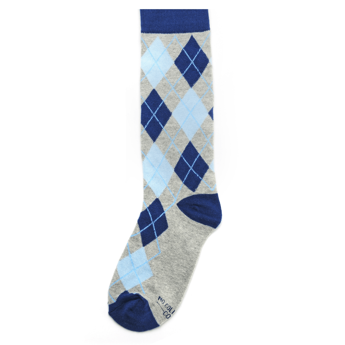 Blue And Grey Argyle Dress Socks Classic Cotton Blend Crew Socks Comfortable Breathable Stylish For Men And Women Socks by No Cold Feet – Don't Panic Shoes