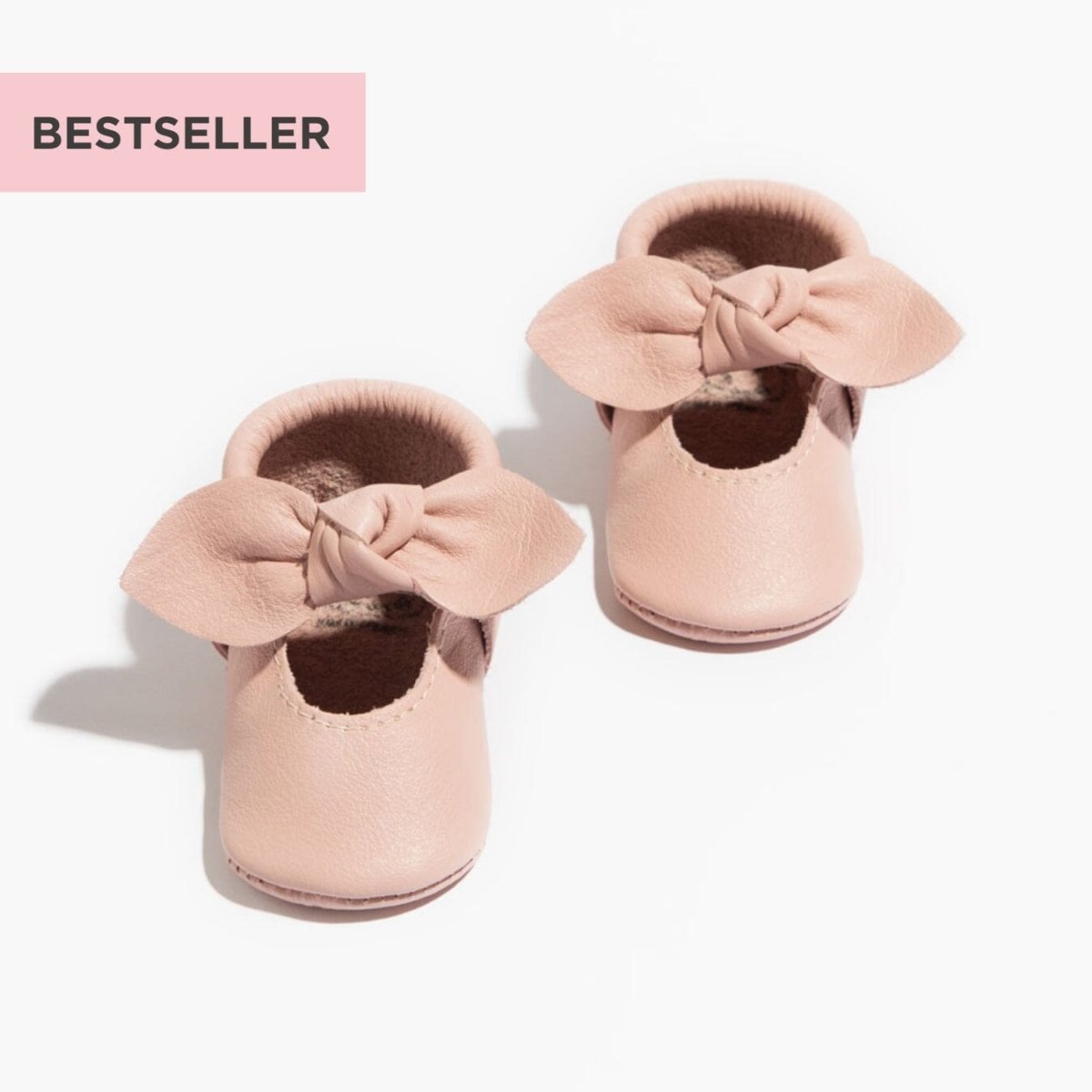 Blush Knotted Bow Baby Shoe Knotted Bow Mocc by Freshly Picked – Don't Panic Shoes