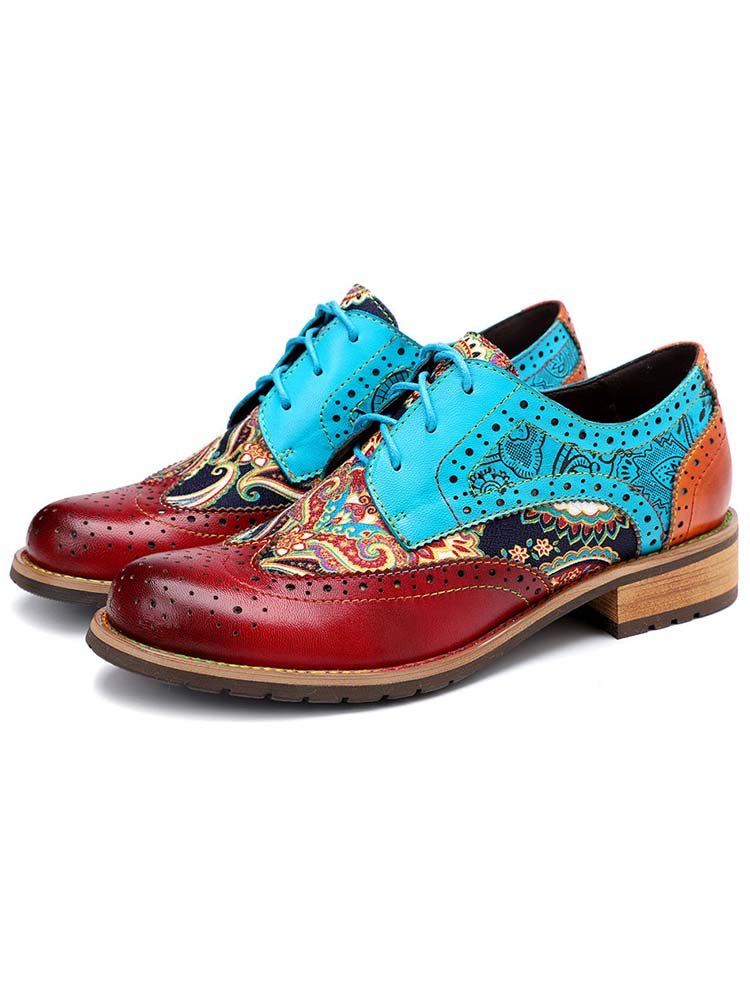 Bohemian Handmade Brogue Shoes Flat by Colorstepshoes – Don't Panic Shoes
