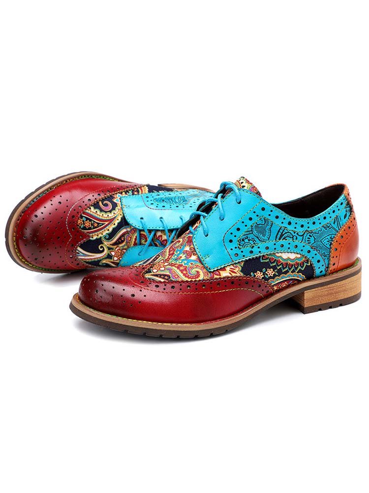 Bohemian Handmade Brogue Shoes Flat by Colorstepshoes – Don't Panic Shoes