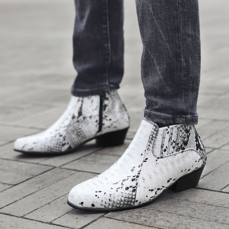 Bolano Adder Men’S Black And White Exotic Snake Leather Ankle Boots Boots by Bolano – Don't Panic Shoes