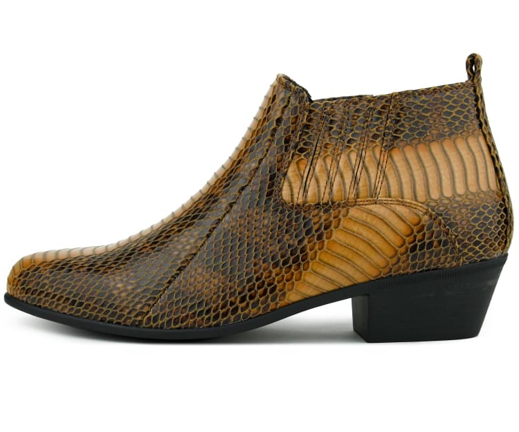 Bolano Adder Men's Exotic Leather Ankle Boot Cognac Snake Boots by Bolano – Don't Panic Shoes