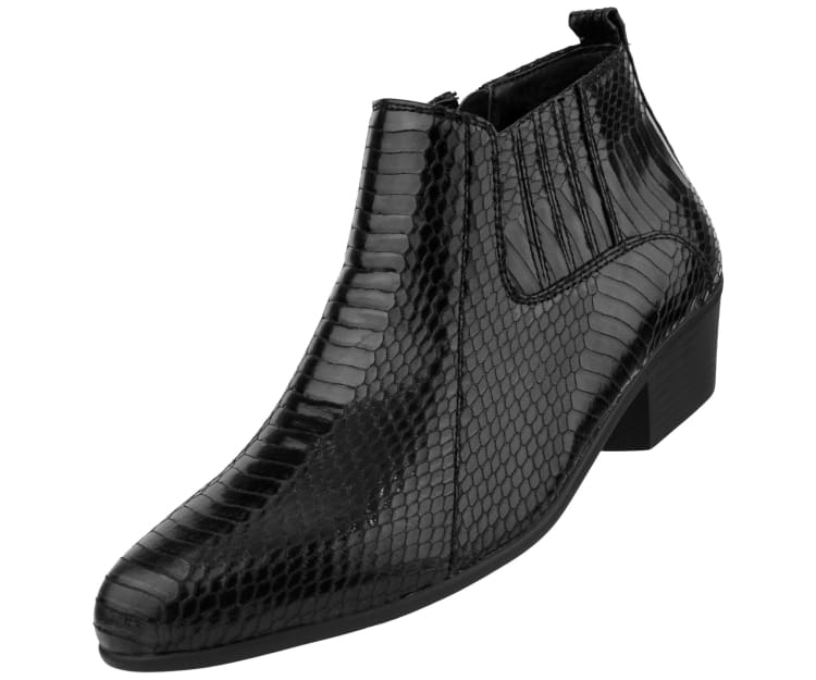 Bolano Adder Men's Exotic Snake Black Leather Ankle Boots Boots by Bolano – Don't Panic Shoes