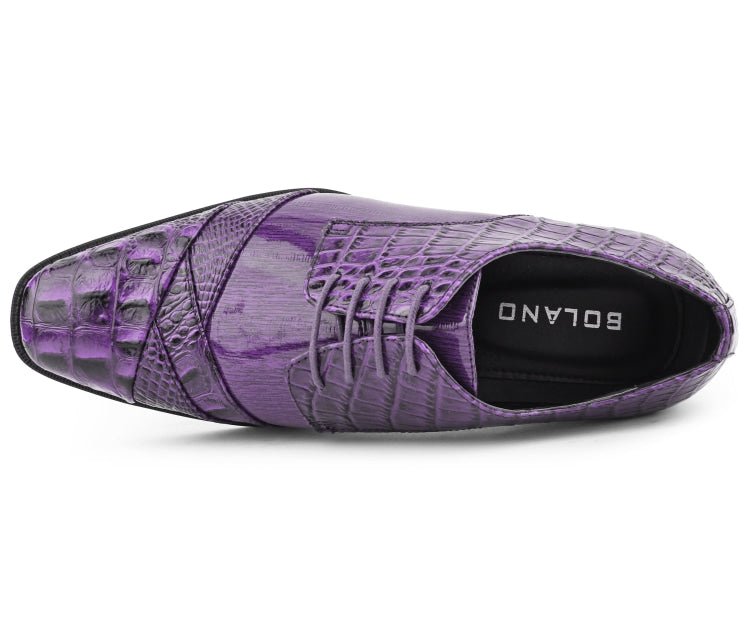 Bolano Bandit Men's Purple Croc Lace Up Dress Shoes Oxfords by Bolano – Don't Panic Shoes