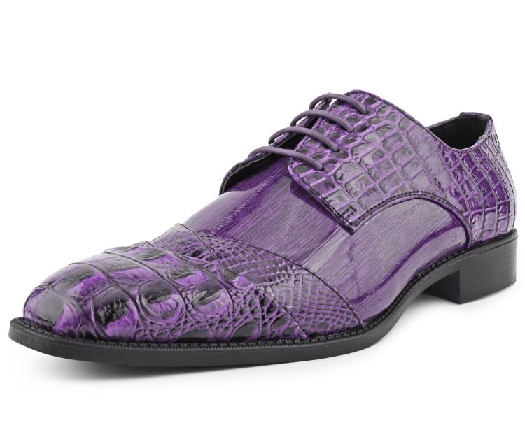 Bolano Bandit Men's Purple Croc Lace Up Dress Shoes Oxfords by Bolano – Don't Panic Shoes
