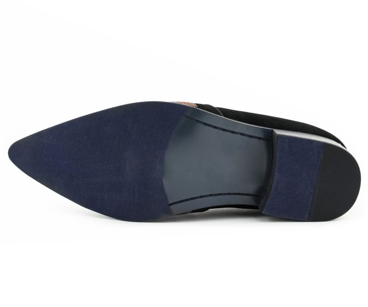 Bolano Dezzy Men's Rose Gold Glitter Leather Tuxedo Slippers Smoking Slippers by Bolano – Don't Panic Shoes