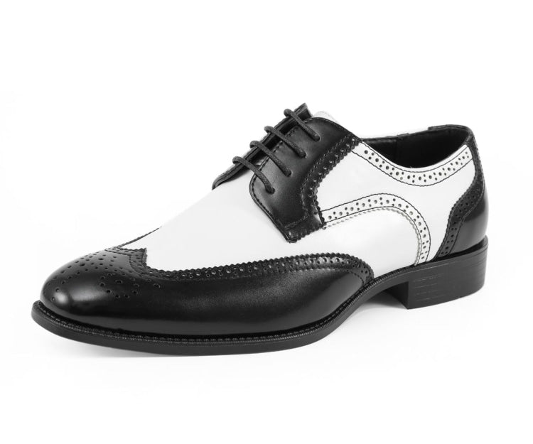 Bolano Elwyn Men’S Black & White Leather Derby Brogue Shoes – Classic Two - Tone Elegance With Modern Dress Style Oxfords by Bolano – Don't Panic Shoes