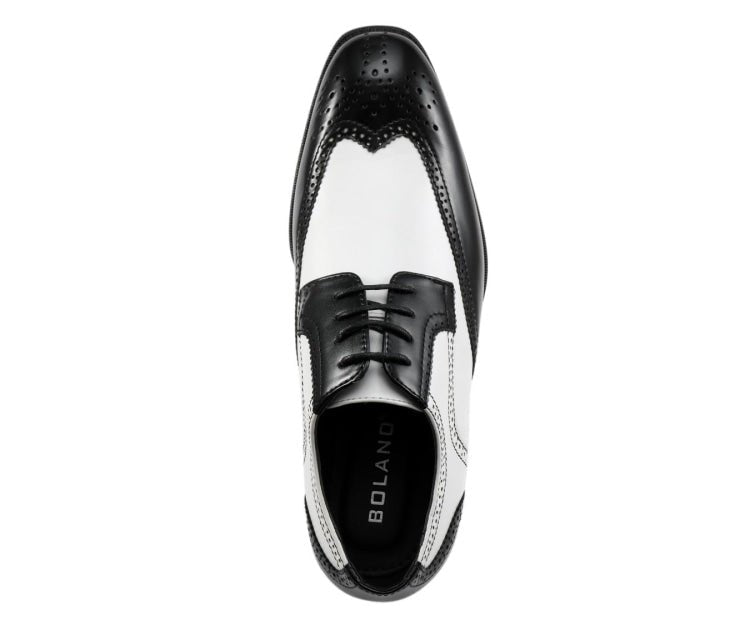 **Bolano Elwyn Men’S Black & White Leather Derby Shoes – Classic Two - Tone Craft With Clean Modern Dress Style** Oxfords by Bolano – Don't Panic Shoes