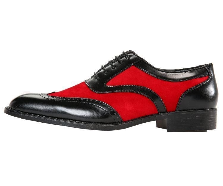Brighton Wingtip Men's Red And Black Leather Wingtip Dress Shoes Oxfords by Sio – Don't Panic Shoes