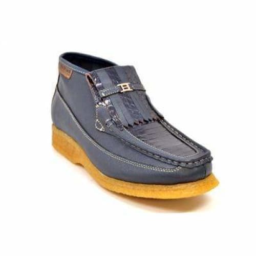 British Walkers Apollo 2 Men's Navy Blue Snake Leather And Suede Shoes by British Walkers – Don't Panic Shoes
