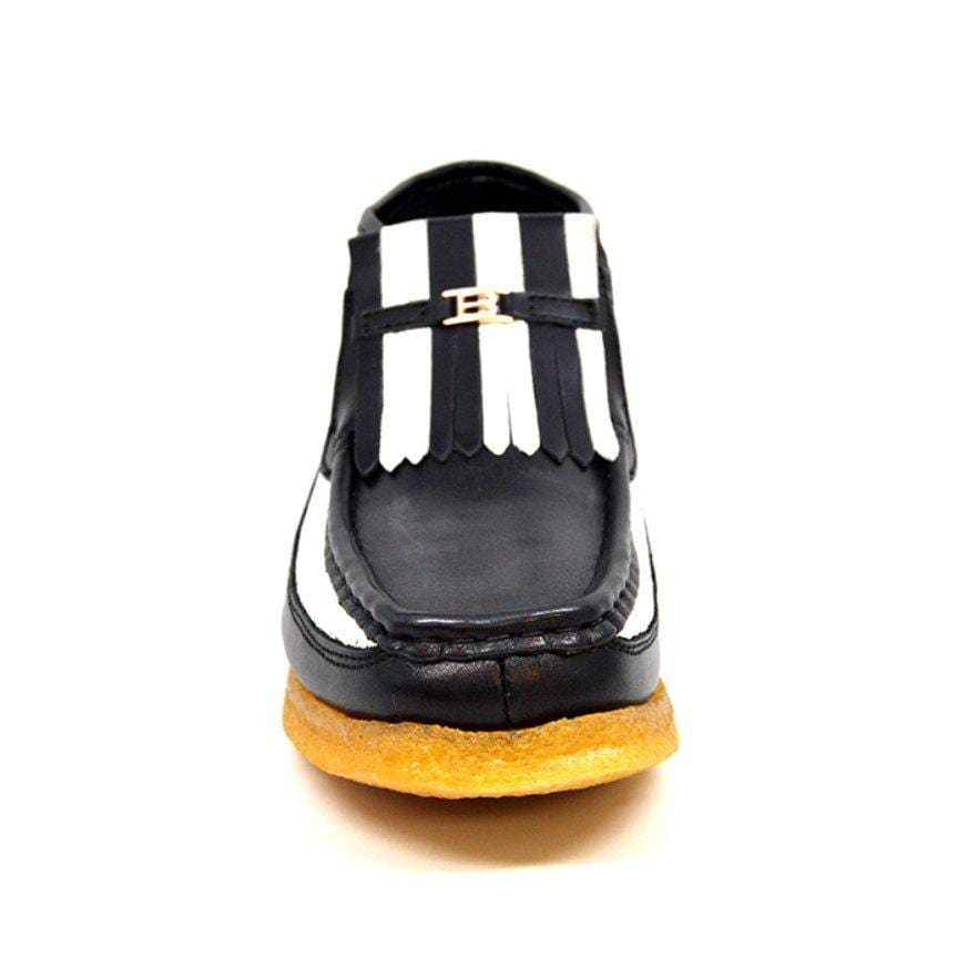 British Walkers Apollo Men's Black And White Leather Slip On Shoes by British Walkers – Don't Panic Shoes