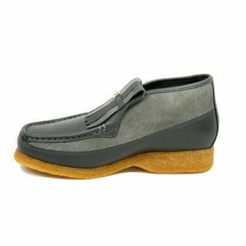 BritiSh Walkers Apollo Men’s Gray Leather & Suede Slip - On Boots – Handcrafted Crepe - Sole Classic Of Modern British Refinement Shoes by British Walkers – Don't Panic Shoes