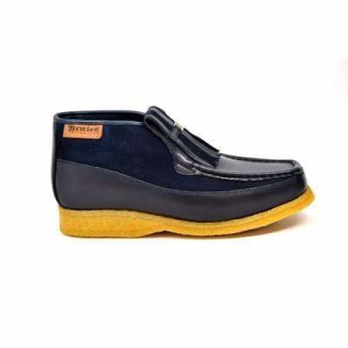 BritiSh Walkers Apollo Men’s Navy Leather & Suede Slip - On Boots – HAndcrafted Crepe - Sole Blend Of Classic British Luxury and Modern Style Shoes by British Walkers – Don't Panic Shoes