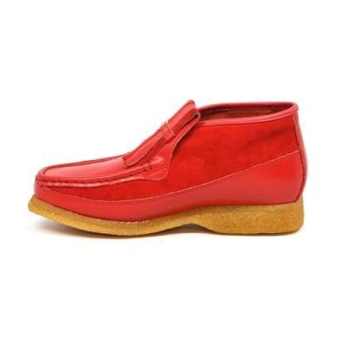 BritiSh Walkers Apollo Men’s Red Leather & Suede Slip - On Chukka Boots – HAndcrafted Fusion Of Bold Style and Modern British Luxury Shoes by British Walkers – Don't Panic Shoes