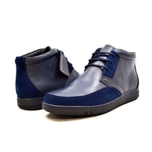 British Walkers Birmingham Bally Style Men's Navy Blue Leather High Tops Shoes by British Walkers – Don't Panic Shoes