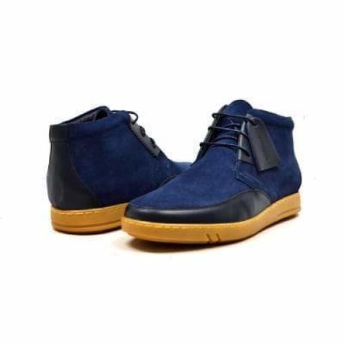 British Walkers Birmingham Bally Style Men's Navy Blue Suede High Tops Shoes by British Walkers – Don't Panic Shoes