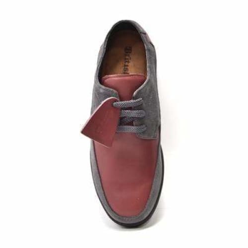 British Walkers Bristols Bally Style Burgundy And Gray Leather And Suede Low Top Sneakers Shoes by British Walkers – Don't Panic Shoes