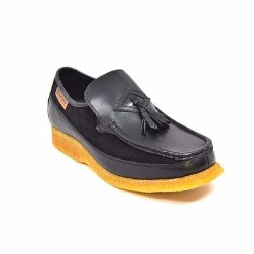 British Walkers Brooklyn Men's Black Leather And Suede Crepe Sole Slip On Shoes by British Walkers – Don't Panic Shoes