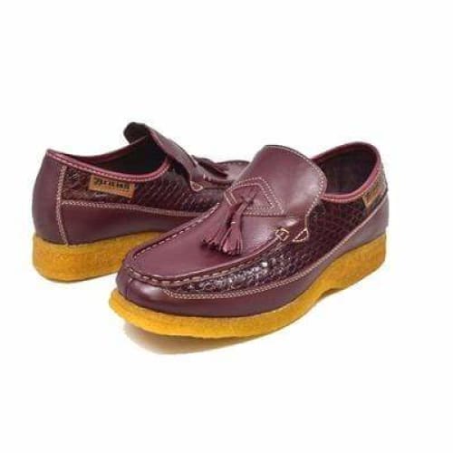 British Walkers Brooklyn Men's Burgundy Snake Skin Leather Crepe Sole Shoes Shoes by British Walkers – Don't Panic Shoes