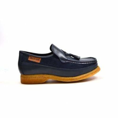 British Walkers Brooklyn Men's Navy Blue Leather And Suede Crepe Sole Slip On Shoes by British Walkers – Don't Panic Shoes