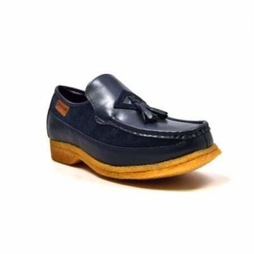British Walkers Brooklyn Men's Navy Blue Leather And Suede Crepe Sole Slip On Shoes by British Walkers – Don't Panic Shoes