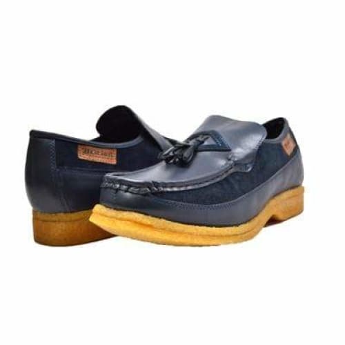 British Walkers Brooklyn Men's Navy Blue Leather And Suede Crepe Sole Slip On Shoes by British Walkers – Don't Panic Shoes