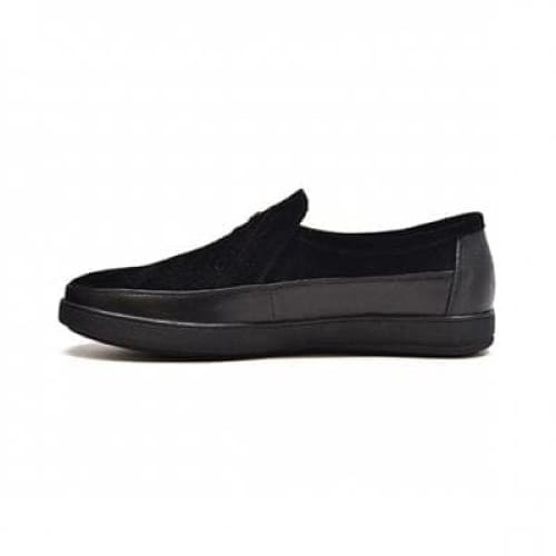 British Walkers Canterbury Men's Black Leather And Suede Slip On Shoes by British Walkers – Don't Panic Shoes