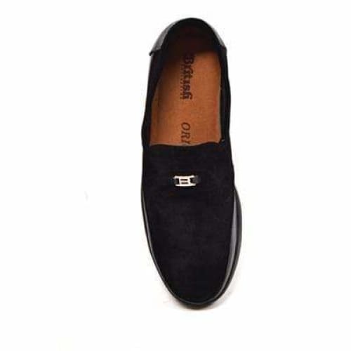 British Walkers Canterbury Men's Black Leather And Suede Slip On Shoes by British Walkers – Don't Panic Shoes