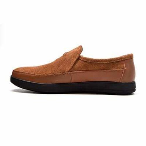 British Walkers Canterbury Men's Tan Leather And Suede Slip On Shoes by British Walkers – Don't Panic Shoes
