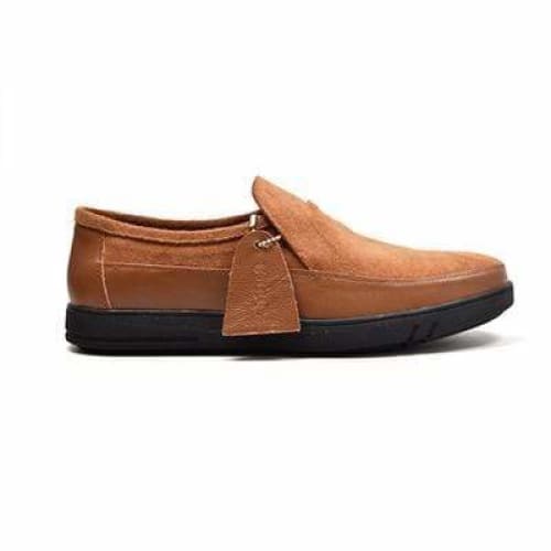 British Walkers Canterbury Men's Tan Leather And Suede Slip On Shoes by British Walkers – Don't Panic Shoes