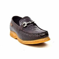 Thumbnail for British Walkers Chain Men’s Brown Croc Leather Slip On Shoes