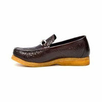 Thumbnail for British Walkers Chain Men’s Brown Croc Leather Slip On Shoes