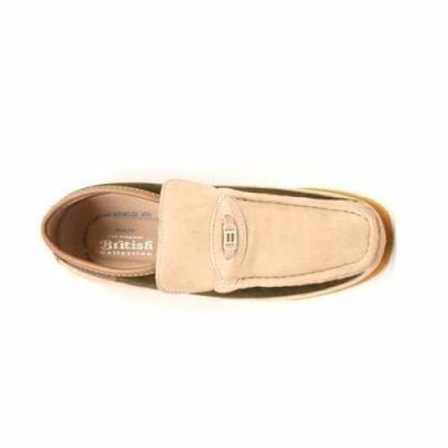 British Walkers Checkers Men's Beige And Green Suede Slip On Shoes by British Walkers – Don't Panic Shoes